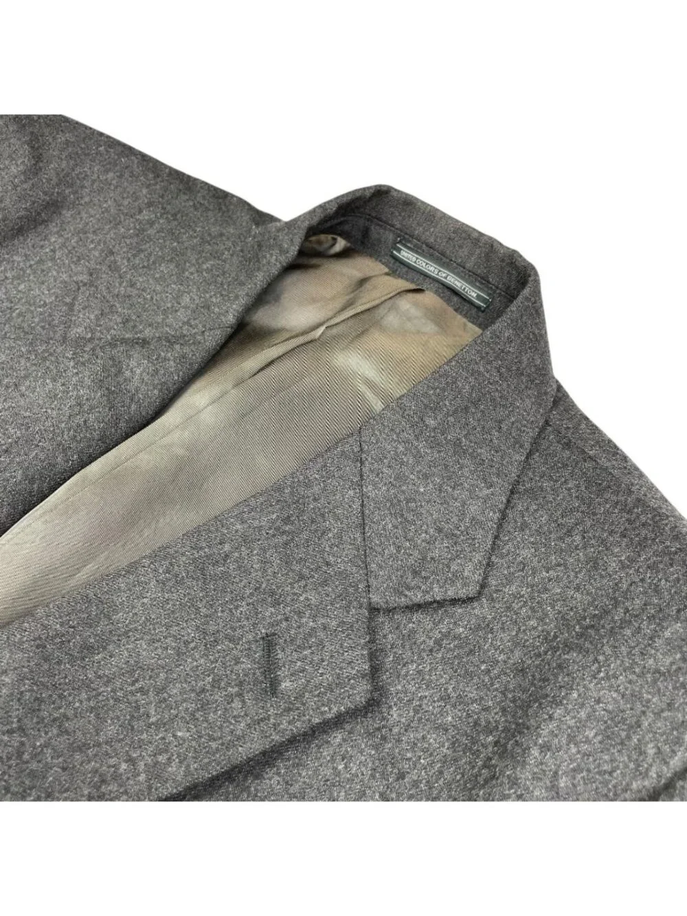 VTG United Colors Of Benetton Men's Flannel Blazer Gray • Italy • 42R US--52 EU